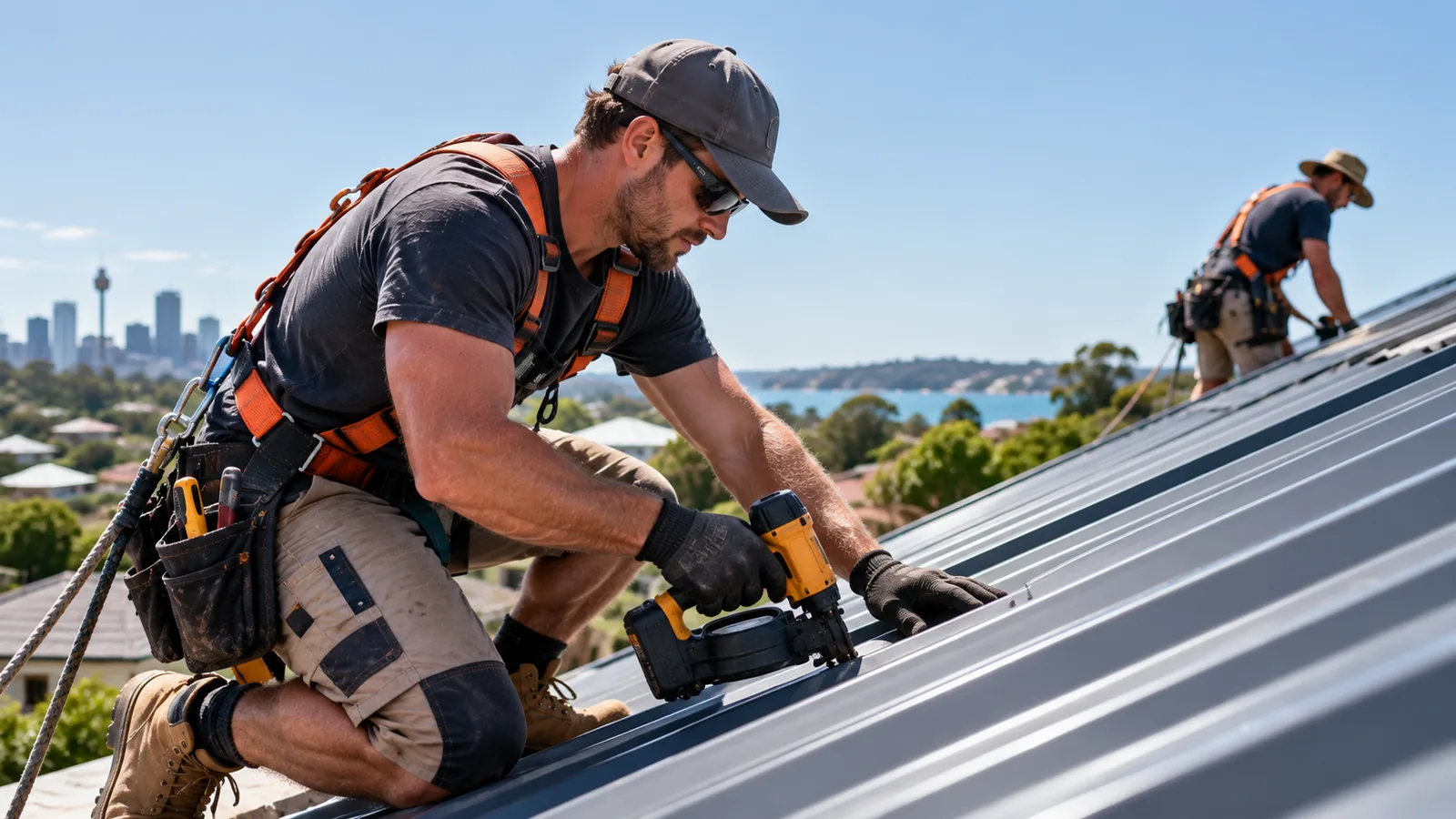 Roofer working on a tiled roof
