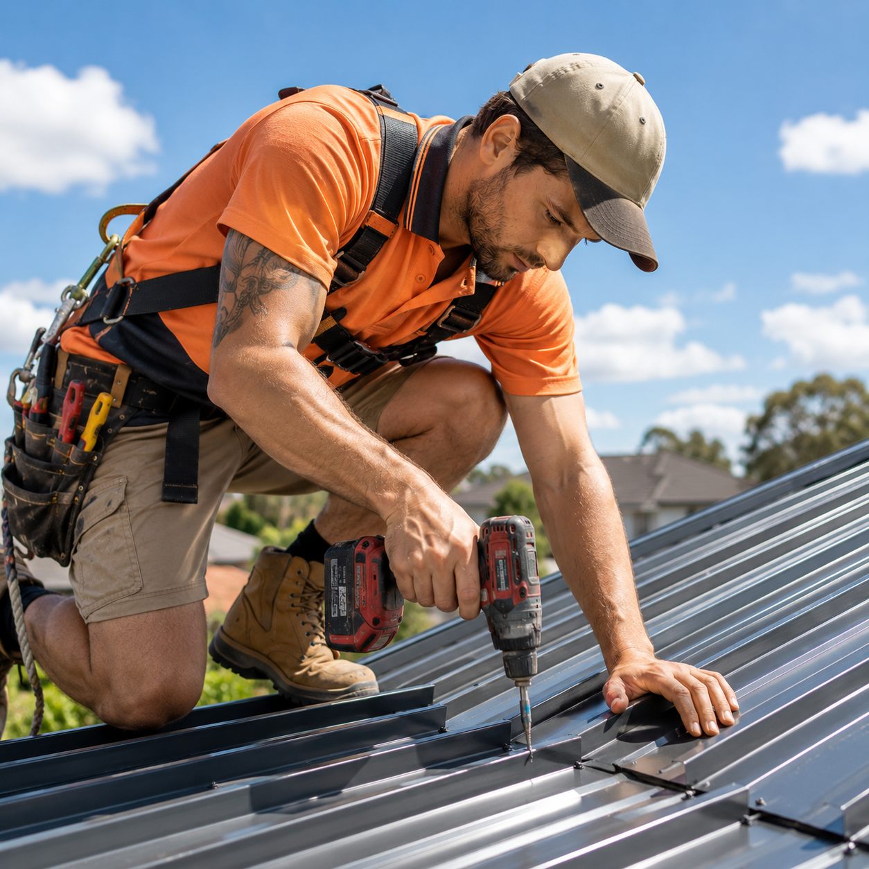 Roofer working on-site for Galaxera trade business workflow